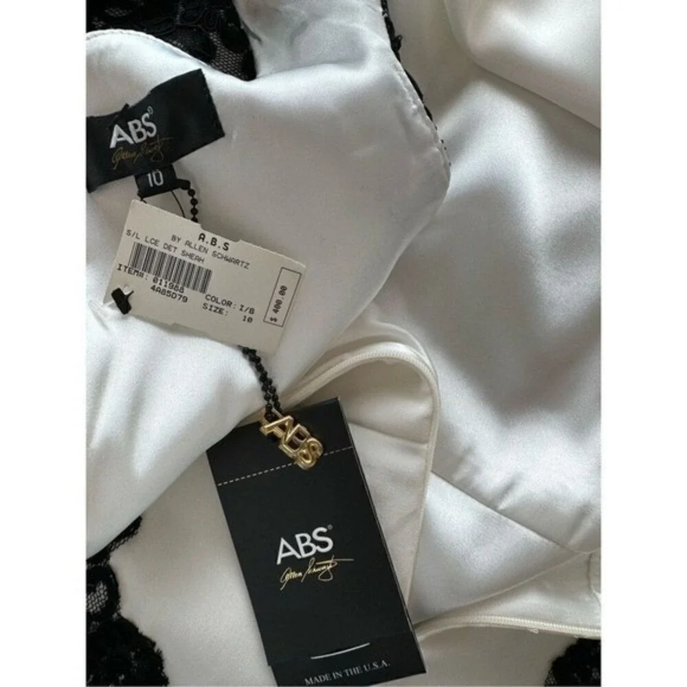 ABS by‎ Allen Schwartz Shift Dress White with Black Lace Size 10